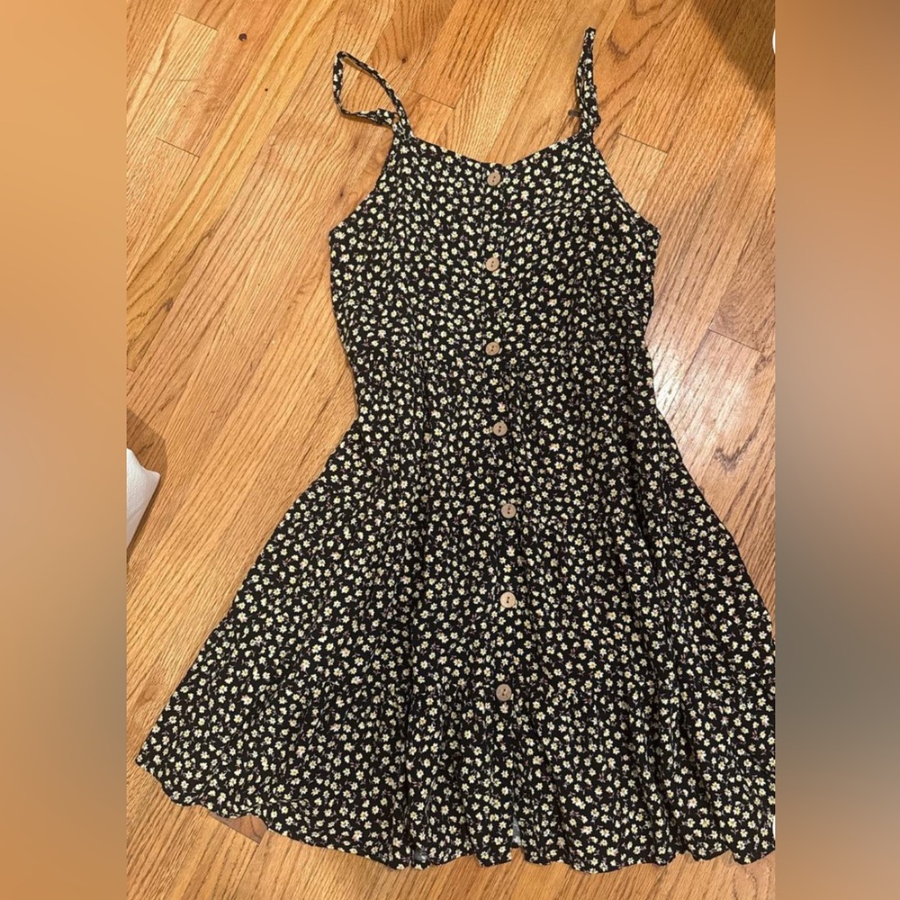 Art Class Black and White Floral Kids Casual Dress